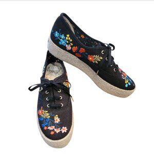Keds x Rifle Paper Co. Triple Kick Wildwood Sneaker Black Floral
